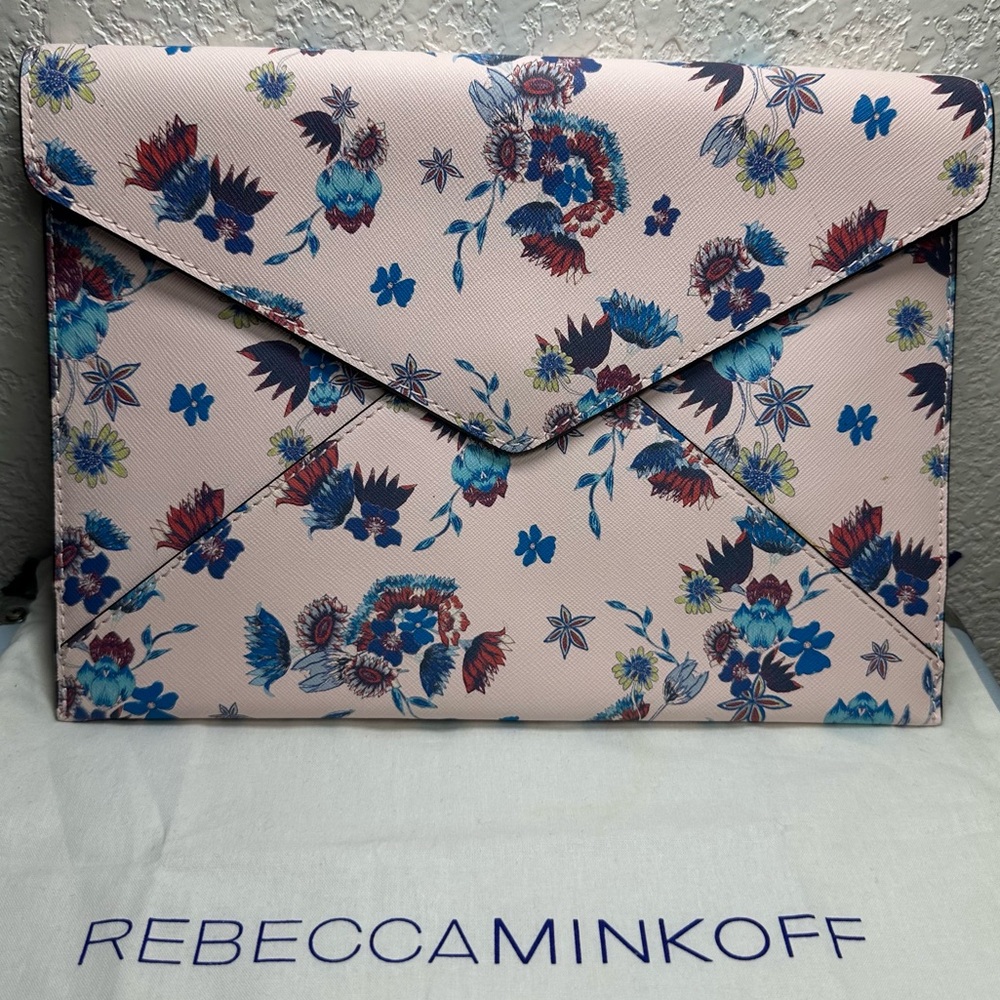 REBECCA MINKOFF PINK FLORAL LEO CLUTCH